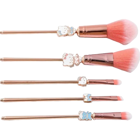 HELLO KITTY 5 Piece Professional Cosmetic Makeup Brushes With Leather Pouch - Picture 12 of 16